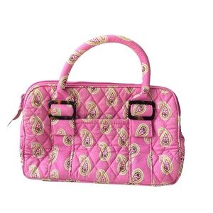 Vera Bradley Handbag Pink & Lime Green Purse Quilted Paisley Floral